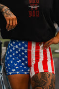 Women's High Waisted Seamless Front Compression Training Shorts | Stars & Stripes