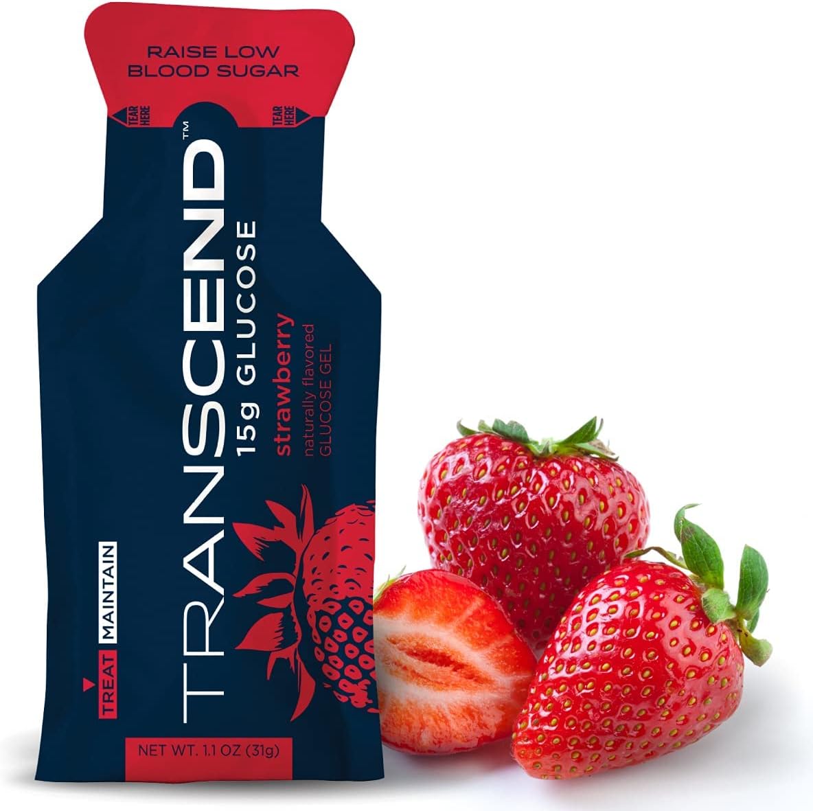 Transcend 15g Glucose Gel, Strawberry Flavor, 3-Pack