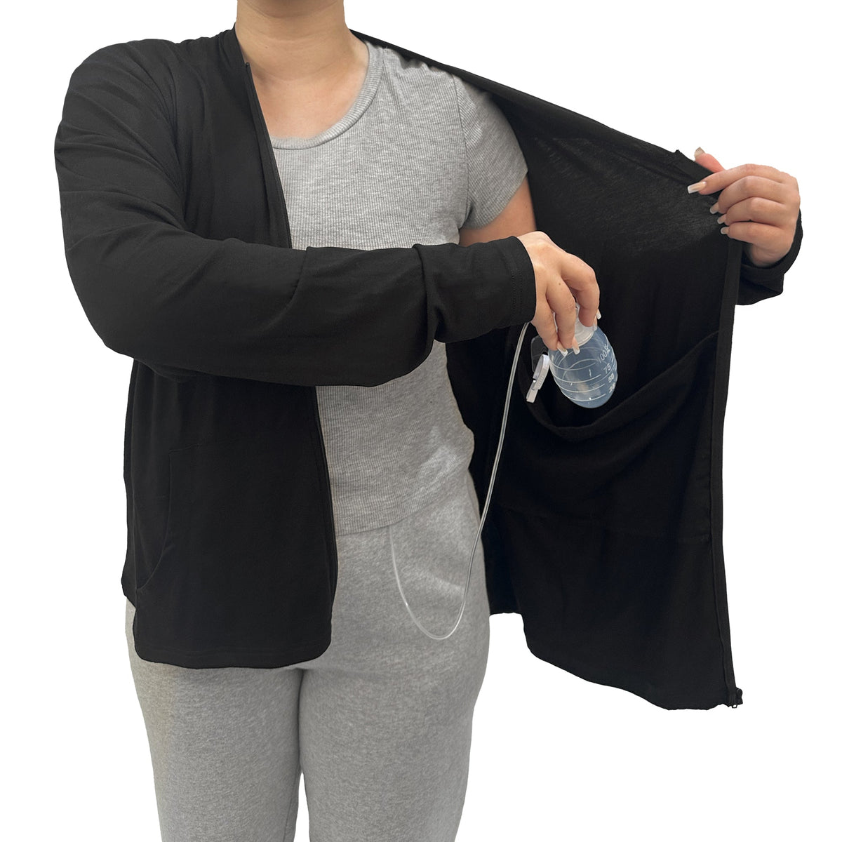 Rise Up and Recover - Mastectomy Breast Cancer Zip Up Hoodie Jacket with Drain Pockets
