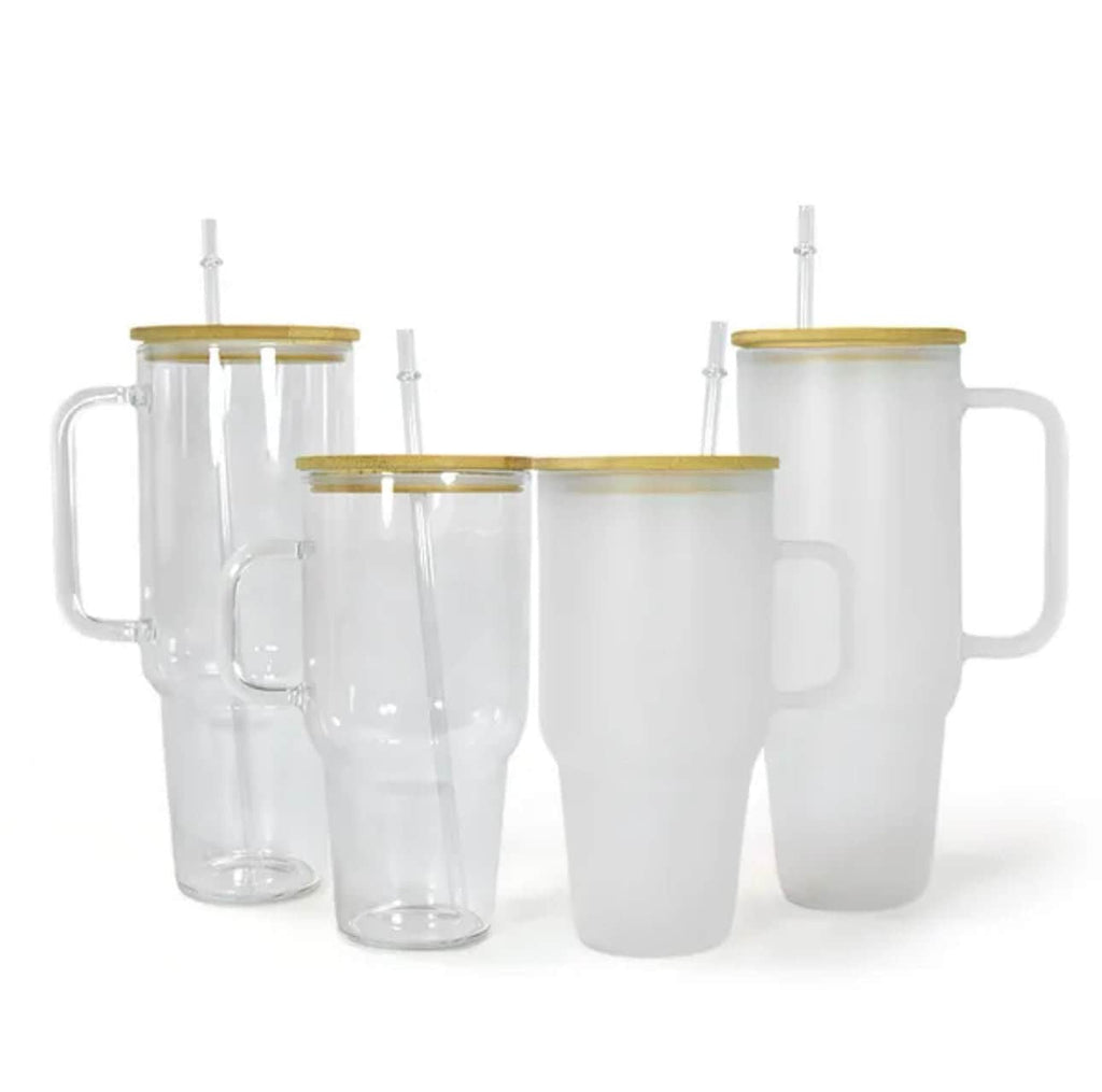 32oz or 40oz Sublimation Glass Tumbler with Lid and Straw