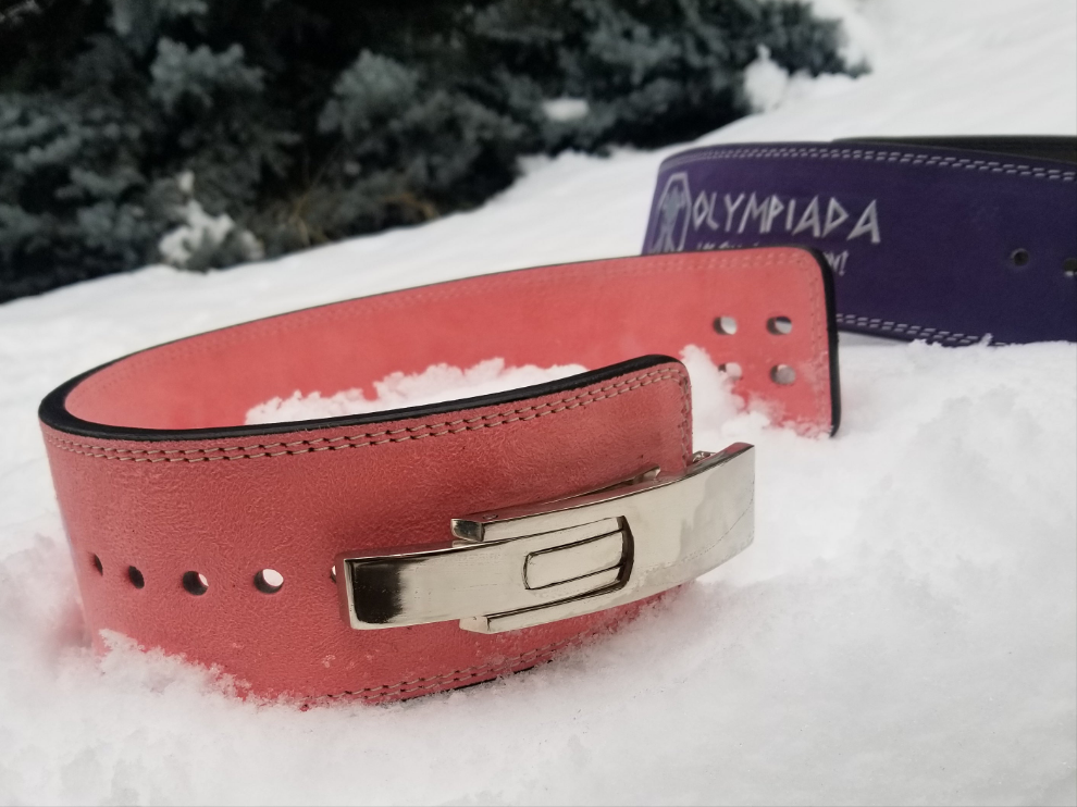 10mm Bubble Gum Pink Leather Lever Buckle Belt!