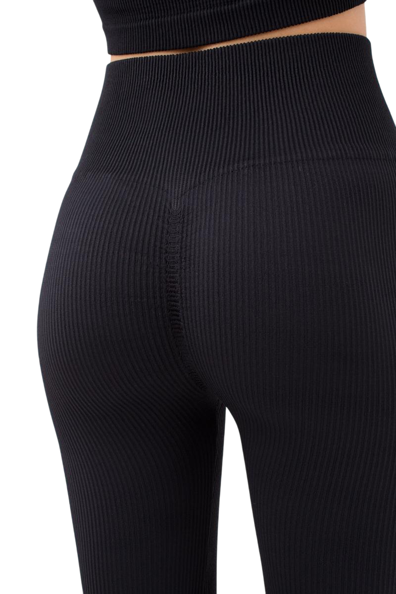 Seamless Ribbed High-Waisted Push-Up Leggings for Women - Yoga, Workout, Gym, and Casual Wear