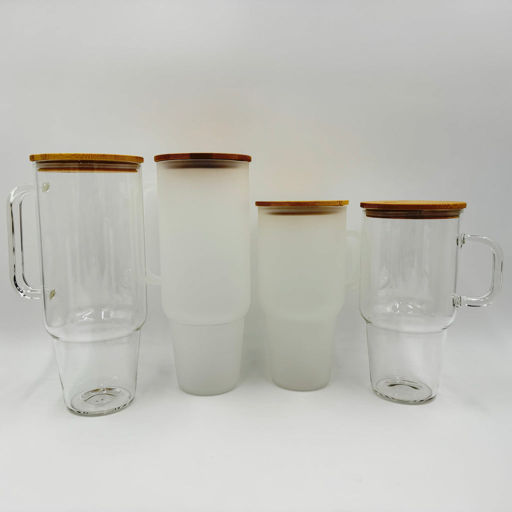 32oz or 40oz Sublimation Glass Tumbler with Lid and Straw