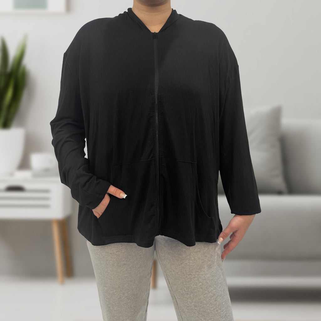 Rise Up and Recover - Mastectomy Breast Cancer Zip Up Hoodie Jacket with Drain Pockets
