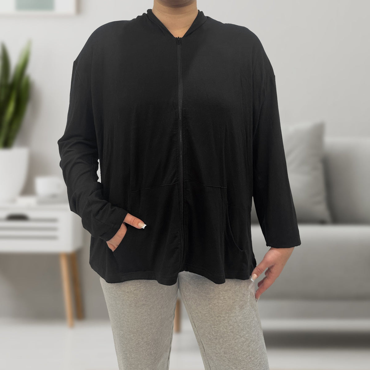 Rise Up and Recover - Mastectomy Breast Cancer Zip Up Hoodie Jacket with Drain Pockets