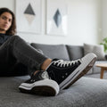 Women’s Black High-Top Sneakers – Political Parody Statement Shoes